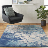Nourison Tranquil Floral Navy/Pink 5'3" x 7'3" Area -Rug, Easy -Cleaning, Non Shedding, Bed Room, Living Room, Dining Room, Kitchen (5x7)