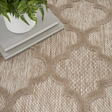 Nourison Easy Care Moroccan Natural Beige 5' x 7' Area Rug, Trellis, Easy Cleaning, Non Shedding, Bed Room, Living Room, Dining Room, Backyard, Deck, Patio (5x7)