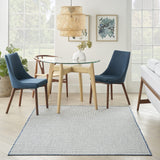 Nourison Courtyard Indoor/Outdoor Ivory Blue 4' x 6' Area Rug, Geometric, Easy Cleaning, Non Shedding, Bed Room, Living Room, Dining Room, Deck, Patio, Backyard (4x6)