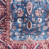 Nourison Brilliance Machine Washable Traditional Vintage Blue/Brick 2' x 4' Area Rug, Easy Clean, Non Shedding, Bed Room, Living Room, Dining Room, Kitchen (2x4)