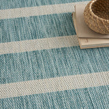 Nourison Positano Indoor/Outdoor Aqua Ivory 4' x 6' Area -Rug, Easy -Cleaning, Non Shedding, Bed Room, Living Room, Dining Room, Deck, Backyard, Patio (4x6)