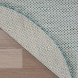 Nourison Courtyard Indoor/Outdoor Ivory/Aqua 6' x Round Area Rug, Easy Cleaning, Non Shedding, Bed Room, Living Room, Dining Room, Backyard, Deck, Patio (6 Round)