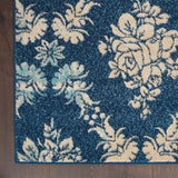 Nourison Tranquil Damask Navy/Light Blue 4' x 6' Area Rug, Easy Cleaning, Non Shedding, Bed Room, Living Room, Dining Room, Kitchen (4x6)
