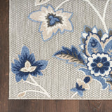 Nourison Aloha Indoor/Outdoor Modern Blue Grey 2'8" x 4' Area Rug, Easy Cleaning, Non Shedding, Bed Room, Living Room, Dining Room, Backyard, Deck, Patio (3x4)
