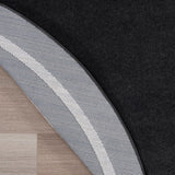 Nourison Essentials Indoor/Outdoor Solid Bordered Black Ivory 6' x Round Area Rug, Easy Cleaning, Non Shedding, Bed Room, Living Room, Dining Room, Backyard, Deck, Patio (6 Round)