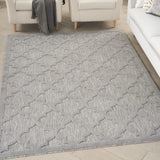 Nourison Easy Care Moroccan Silver Grey 4' x 6' Area Rug, Trellis, Easy Cleaning, Non Shedding, Bed Room, Living Room, Dining Room, Backyard, Deck, Patio (4x6)