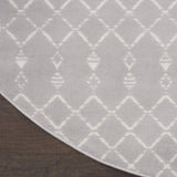 Nourison Whimsicle Moroccan Grey 5' x Round Area Rug, Easy Cleaning, Non Shedding, Bed Room, Living Room, Dining Room, Kitchen (5 Round)