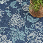 Nourison Garden Oasis Indoor/Outdoor Navy 5' x 7' Area Rug, Easy-Cleaning, Non Shedding, Bed Room, Living Room, Dining Room, Backyard, Deck, Patio (5x7)