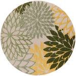 Nourison Aloha Indoor/Outdoor Green Multicolor 5'3" x Round Area Rug, Easy Cleaning, Non-Shedding, Bed Room, Living Room, Dining Room, Backyard, Patio, Deck (5 Round)
