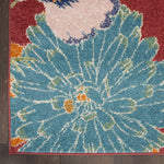 Nourison Allur Red Multicolor 5'3" x 7'3" Area Rug, Modern, Floral, Bed Room, Living Room, Dining Room, Kitchen, Easy Cleaning, Non Shedding, (5' x 7')