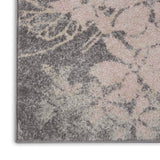 Nourison TRA08 Tranquil Floral Contemporary Grey/Pink Area Rug Runner 2'3" X 7'3", 2 ft x 7 ft