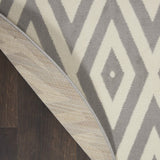 Nourison Grafix Geometric White/Grey 5'3" x Round Area -Rug, Easy -Cleaning, Non Shedding, Bed Room, Living Room, Dining Room, Kitchen (5 Round)