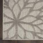 Nourison Aloha Indoor/Outdoor Floral Silver Grey 2' x 6' Area Rug, (6' Runner)