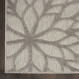 Nourison Aloha Indoor/Outdoor Floral Silver Grey 2' x 6' Area Rug, (6' Runner)