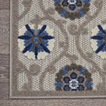 Nourison Aloha Indoor/Outdoor Grey/Blue 2'3" x 8' Area Rug, Easy Cleaning, Non Shedding, Bed Room, Living Room, Dining Room, Deck, Backyard, Patio (2x8)