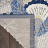 Nourison Aloha Indoor/Outdoor Blue/Grey 2'3" x 12' Area Rug, Floral, Contemporary, Easy-Cleaning, Non-Shedding, Bed Room, Living Room, Deck, Backyard, (12' x Runner)