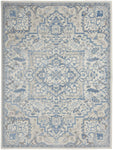 Nourison Elation Floral Ivory Blue 2' x 3' Area Rug, Easy Clean, Non Shedding, Bed Room, Living Room, Dining Room, Kitchen (2x3)