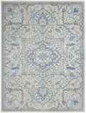 Nourison Elation Floral Ivory Blue 2'3" x 7'6" Area -Rug, Easy -Cleaning, Non Shedding, Bed Room, Living Room, Dining Room, Kitchen (2x7)