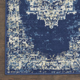 Nourison Grafix Navy Blue 2'3" x 12' Area Rug Easy Clean, Non Shedding, Bed Room, Living Room, Dining Room, Kitchen (12' Runner)