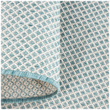 Nourison Courtyard Indoor/Outdoor Ivory Aqua 3' x 5' Area Rug, Geometric, Easy Cleaning, Non Shedding, Bed Room, Living Room, Dining Room, Deck, Patio, Backyard (3x5)