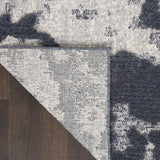 Nourison Textured Contemporary Abstract Blue/Grey 2'2" x 7'6" Area Rug, Easy Cleaning, Non Shedding, Bed Room, Living Room, Dining Room, Kitchen (2x8)