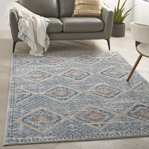 Nourison Concerto Vintage Blue/Ivory 3'9" x 5'9" Area -Rug, Easy -Cleaning, Non Shedding, Bed Room, Living Room, Dining Room, Kitchen (4x6)