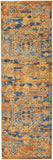 Nourison Passion Center Medallion Teal/Sun 1'10" x 6' Area Rug, Easy Cleaning, Non Shedding, Bed Room, Living Room, Dining Room, Kitchen (2x6)