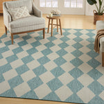 Nourison Positano Indoor/Outdoor Aqua 5' x 7' Area Rug, Easy Cleaning, Non Shedding, Bed Room, Living Room, Dining Room, Backyard, Deck, Patio (5x7)