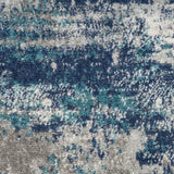 Nourison Passion Abstract Ivory Teal 2'2" x 10' Area_Rug, Easy-Cleaning, Non Shedding, Bed Room, Living Room, Dining Room, Kitchen (2x10)