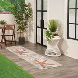 Nourison Aloha Indoor/Outdoor Ivory Multicolor 2'3" x 8' Area Rug, Easy Cleaning, Non Shedding, Bed Room, Living Room, Dining Room, Backyard, Deck, Patio (2x8)