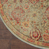 Nourison Somerset Bohemian Light Green 5'6" x Round Area -Rug, Easy -Cleaning, Non Shedding, Bed Room, Living Room, Dining Room, Kitchen (6 Round)" }