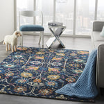 Nourison Passion Navy 3'9" x 5'9" Area Rug, Boho, Moroccan, Bed Room, Living Room, Dining Room, Kitchen, Easy Cleaning, Non Shedding, (4' x 6')