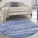 Nourison Whimsicle Tribal Navy Ivory 5' x round Area Rug, Easy Cleaning, Non Shedding, Bed Room, Living Room, Dining Room, Kitchen (5 Round)