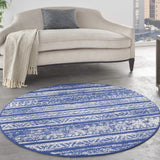 Nourison Whimsicle Tribal Navy Ivory 5' x round Area Rug, Easy Cleaning, Non Shedding, Bed Room, Living Room, Dining Room, Kitchen (5 Round)