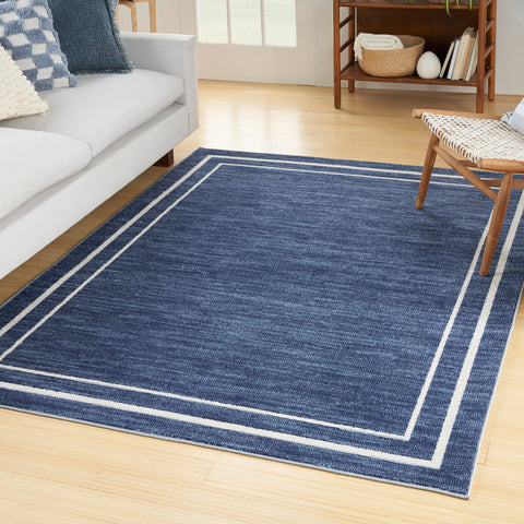 Nourison Essentials 5' x 7' Navy/Ivory Contemporary Rug Polypropylene