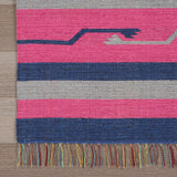 Nourison Baja Tribal Pink/Blue 2'3" x 7'6" Area -rug, Easy -cleaning, Non Shedding, Bed Room, Living Room, Dining Room, Kitchen (2x7)