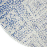 Nourison Whimsicle Tribal Ivory Blue 5' x Round Area Rug, Easy Cleaning, Non Shedding, Bed Room, Living Room, Dining Room, Kitchen (5 Round)