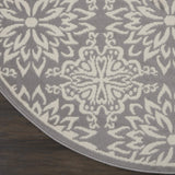 Nourison Jubilant Floral Ivory/Grey 5'3'' x Round Area-Rug, Easy-Cleaning, Non Shedding, Bed Room, Living Room, Dining Room, Kitchen (5 Round)