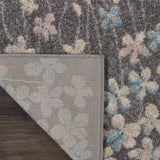 Nourison Tranquil Floral Grey/Beige 2'3" x 7'3" Area Rug, Easy Cleaning, Non Shedding, Bed Room, Living Room, Dining Room, Kitchen (2x7)