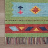 Nourison Baja Tribal Blue/Green 3'6" x 5'6" Area -rug, Easy -cleaning, Non Shedding, Bed Room, Living Room, Dining Room, Kitchen (3x5)