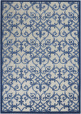 Nourison Aloha Indoor/Outdoor Grey/Blue 5'3" x 7'5" Area Rug, Transitional, French Country, Easy Cleaning, Non Shedding, Bed Room, Kitchen, Living Room, Deck, Backyard, (5' x 8')