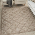 Nourison Easy Care Moroccan Natural Beige 5' x 7' Area Rug, Trellis, Easy Cleaning, Non Shedding, Bed Room, Living Room, Dining Room, Backyard, Deck, Patio (5x7)