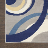 Nourison Grafix Geometric Grey 3'9" x 5'9" Area -Rug, Easy -Cleaning, Non Shedding, Bed Room, Living Room, Dining Room, Kitchen (4x6)