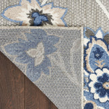 Nourison Aloha Indoor/Outdoor Modern Blue Grey 2'8" x 4' Area Rug, Easy Cleaning, Non Shedding, Bed Room, Living Room, Dining Room, Backyard, Deck, Patio (3x4)