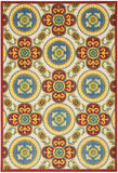 Nourison Aloha Indoor/Outdoor Red/Multi 3'6" x 5'6" Area Rug, Easy Cleaning, Non Shedding, Bed Room, Living Room, Dining Room, Patio, Deck, Backyard (4x6)