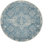 Nourison Tranquil Traditional Light Blue/Ivory 4' x Round Area -Rug, Easy -Cleaning, Non Shedding, Bed Room, Living Room, Dining Room, Kitchen (4 Round)
