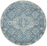 Nourison Tranquil Traditional Light Blue/Ivory 4' x Round Area -Rug, Easy -Cleaning, Non Shedding, Bed Room, Living Room, Dining Room, Kitchen (4 Round)