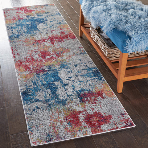 Nourison GLB10 Global Vintage Contemporary Abstract Multicolor Area Rug Runner 2'X6'