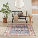 Nourison Vintage Home Bohemian Blue 3'9" x 5'9" Area Rug, Easy Clean, Non Shedding, Bed Room, Living Room, Dining Room, Backyard, Deck, Patio (4x6)