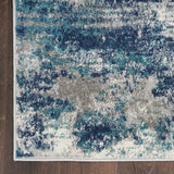 Nourison Passion Abstract Ivory Teal 2'2" x 10' Area_Rug, Easy-Cleaning, Non Shedding, Bed Room, Living Room, Dining Room, Kitchen (2x10)